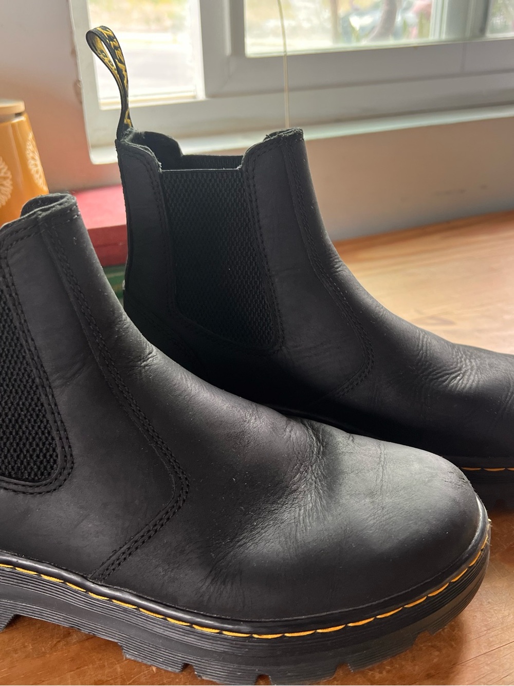 Dr. Martens Black Chukka Boots with Yellow Stitching